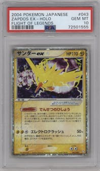 Zapdos Ex from the 2004 Pokemon EX JPN set graded by PSA and given an overall grade of 10.