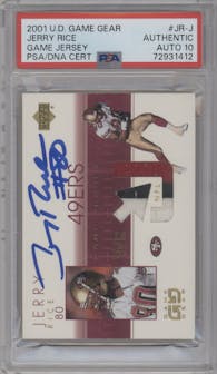 Jerry Rice  from the 2001 UD Game Gear set graded by PSA and given an overall grade of 0.