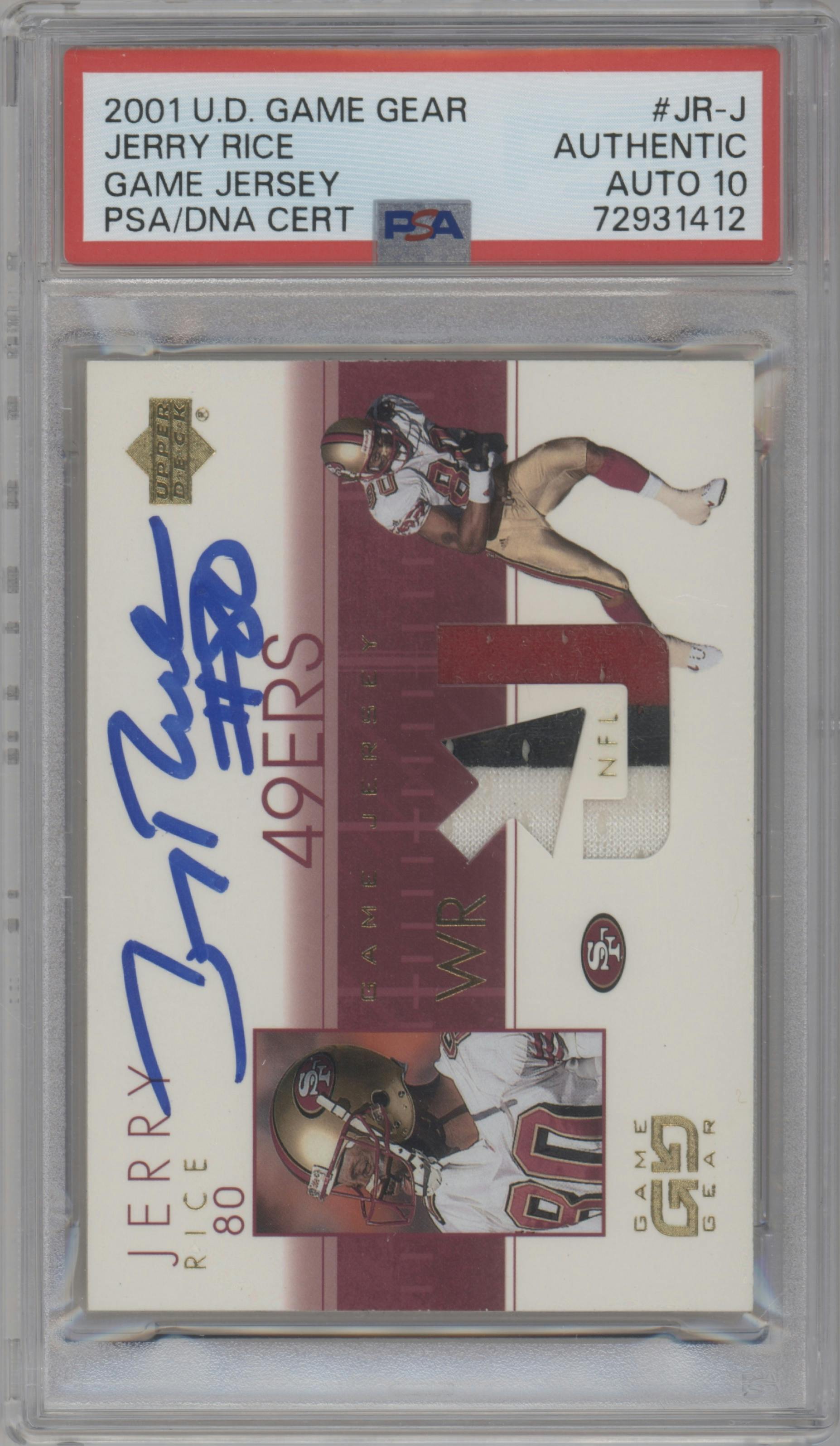 Jerry Rice  from the 2001 UD Game Gear set graded by PSA.