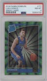 Luka Doncic from the 2018-19 Panini Donruss  set featuring a Green Laser parallel graded by PSA and given an overall grade of 8.