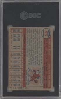 Mickey Mantle from the 1957 Topps set graded by SGC and given an overall grade of 1.