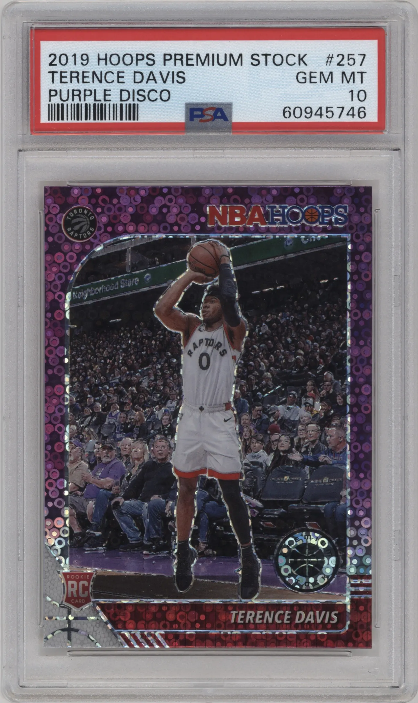 2019 Panini Hoops Premium Stock Terence Davis Purple Disco PSA 10