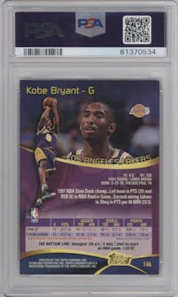 Kobe Bryant from the 1997-98 Topps Stadium Club set graded by PSA and given an overall grade of 5.