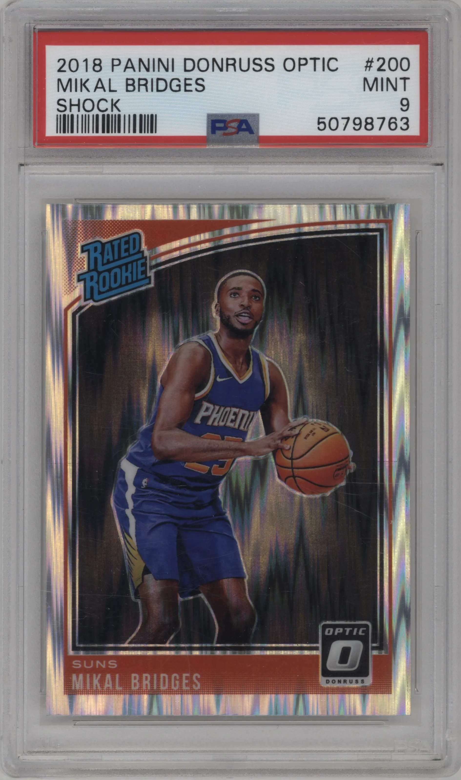 2018 Panini Donruss Optic Rated Rookie Mikal Bridges Shock PSA 9