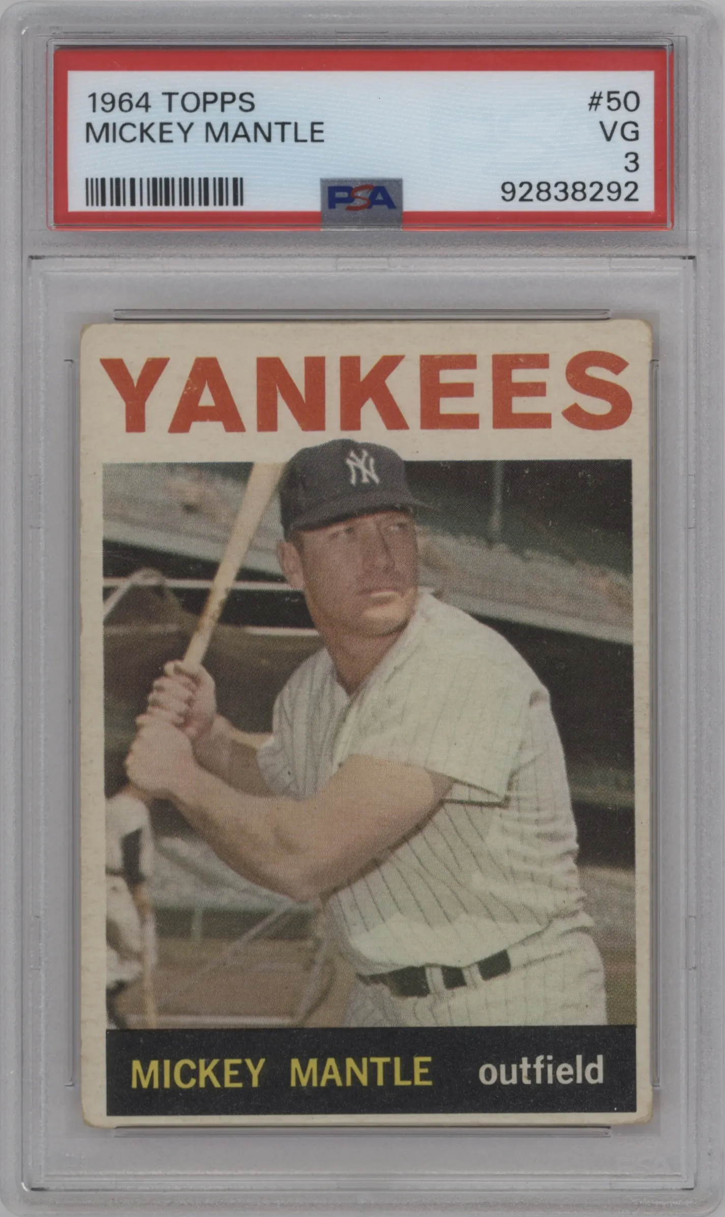 1964 Topps Mickey Mantle PSA VERY GOOD 3 #50 PSA 3