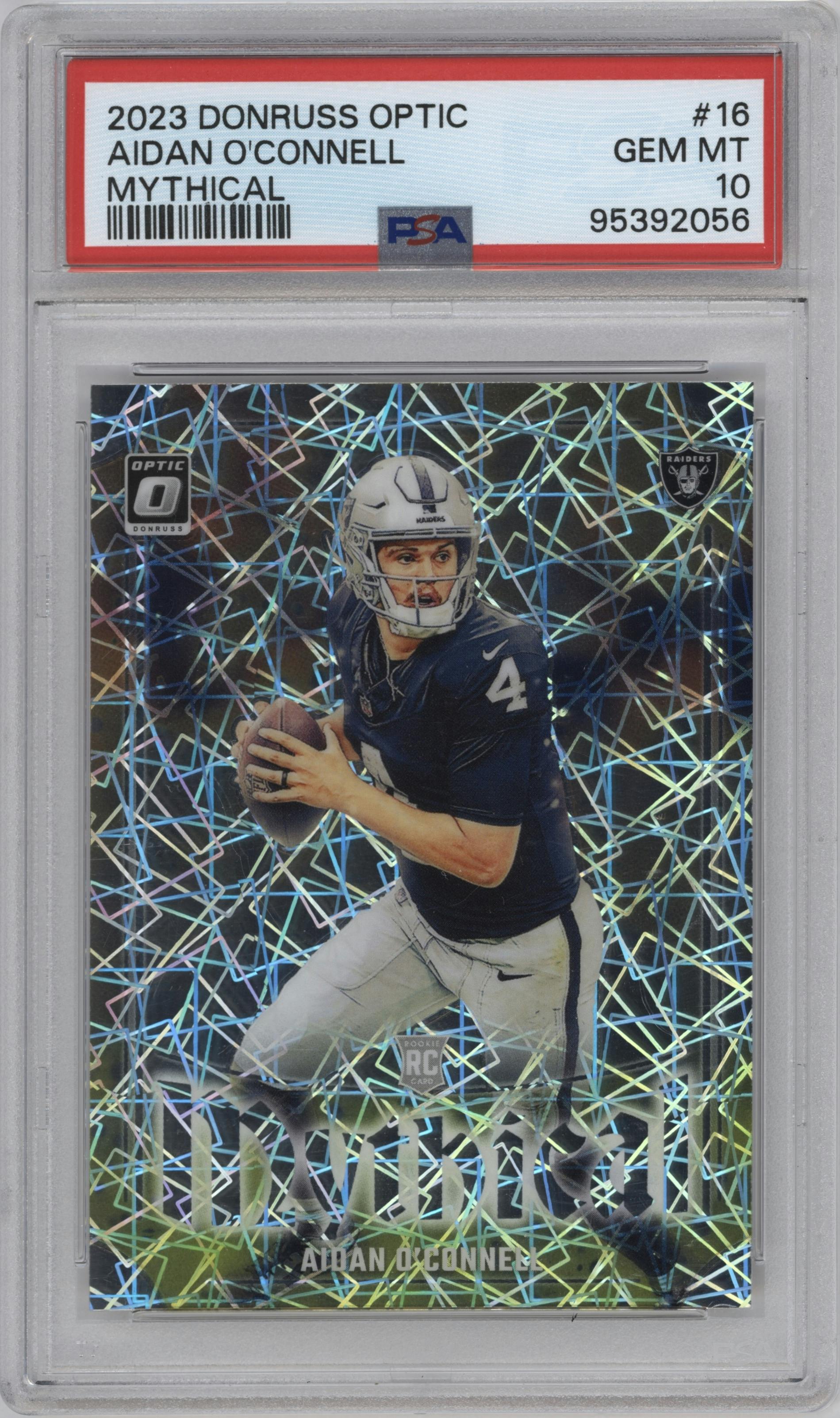 Aidan O'Connell from the 2023 Donruss Optic set graded by PSA and given an overall grade of 10.