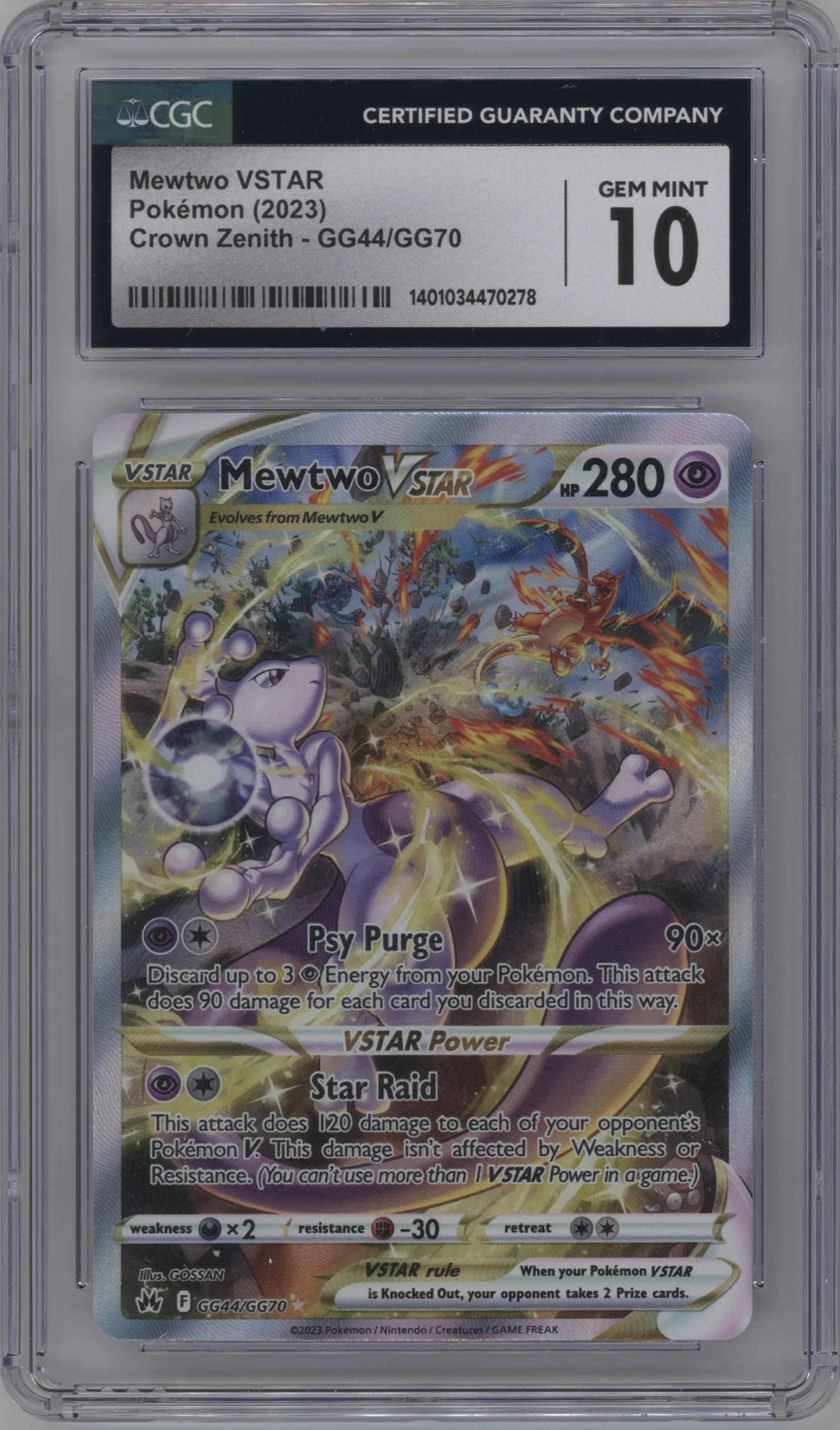 2023 Pokemon SWSH Crown Zenith GG Mewtwo VSTAR CGC 10