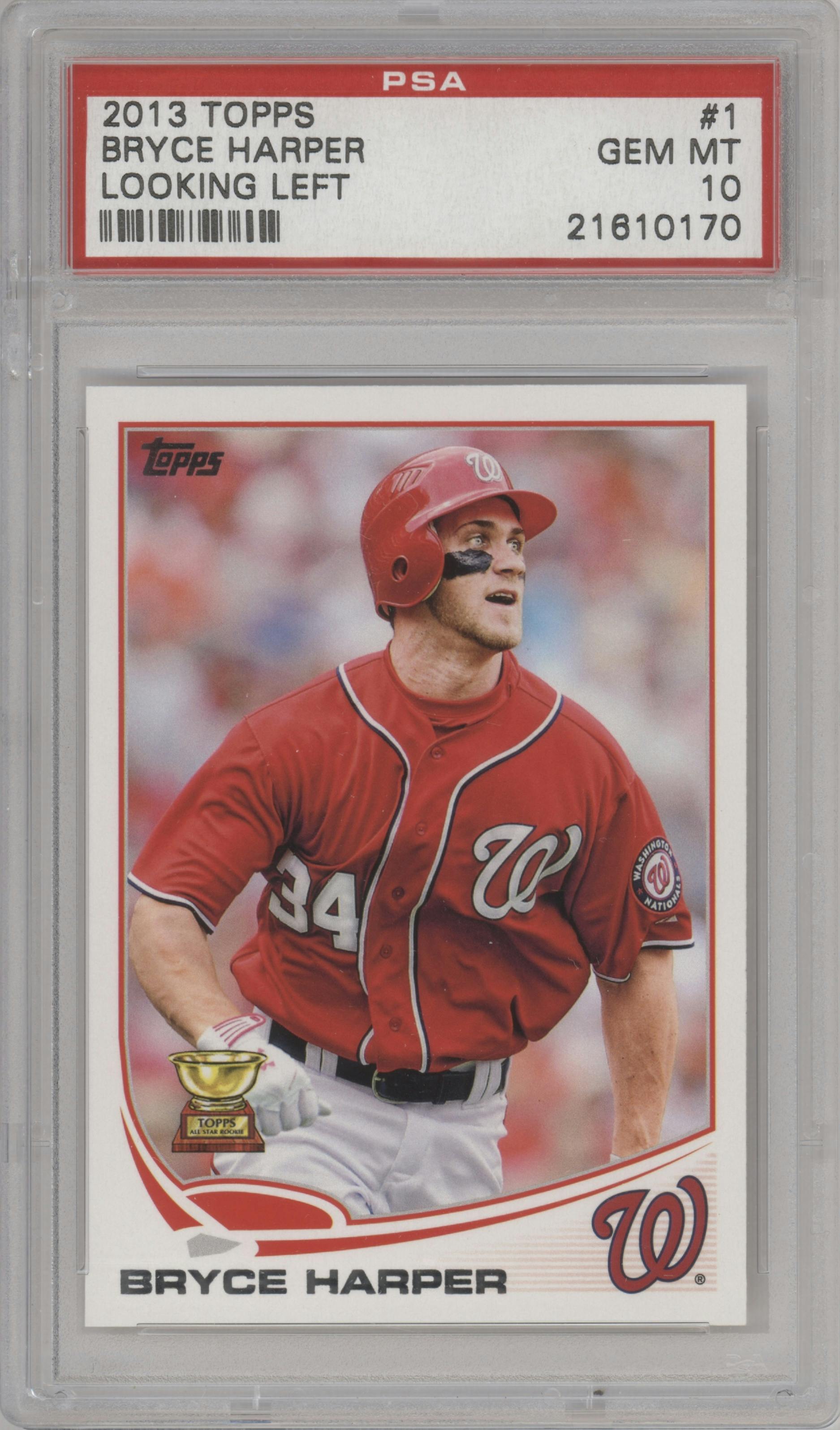 Bryce Harper from the 2013 Topps set graded by PSA and given an overall grade of 10.