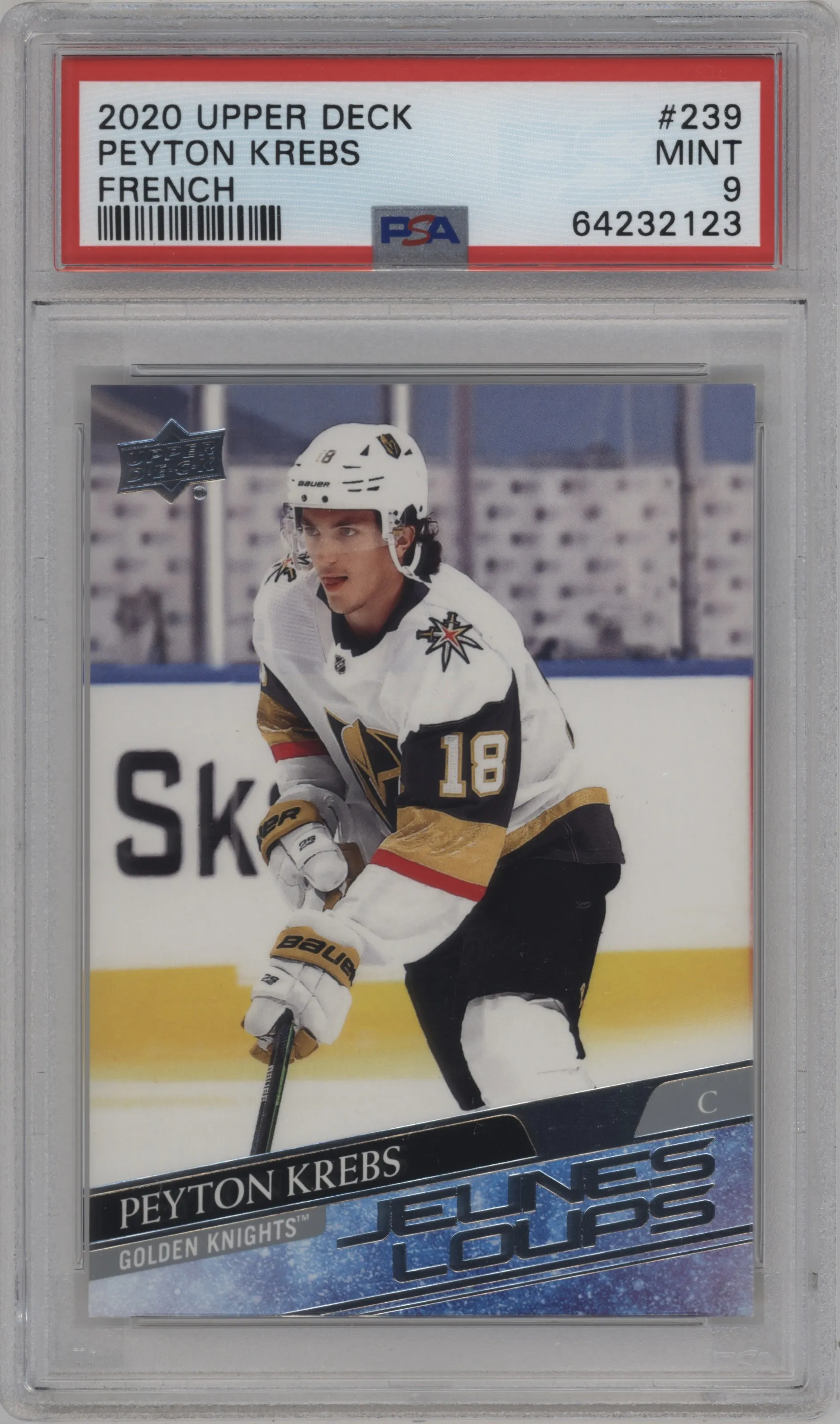 2020 Upper Deck Series 1 Young Guns Peyton Krebs French #239 PSA 9