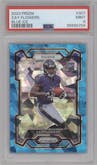 Zay Flowers  from the 2023 Panini Prizm set featuring a Blue Ice parallel graded by PSA and given an overall grade of 9.