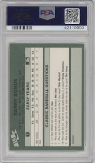 Barry Bonds from the 1987 Classic Update Yellow/Green set graded by PSA and given an overall grade of 8.