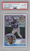 Hank Aaron from the 2018 Topps Silver Pack  set graded by PSA and given an overall grade of 10.
