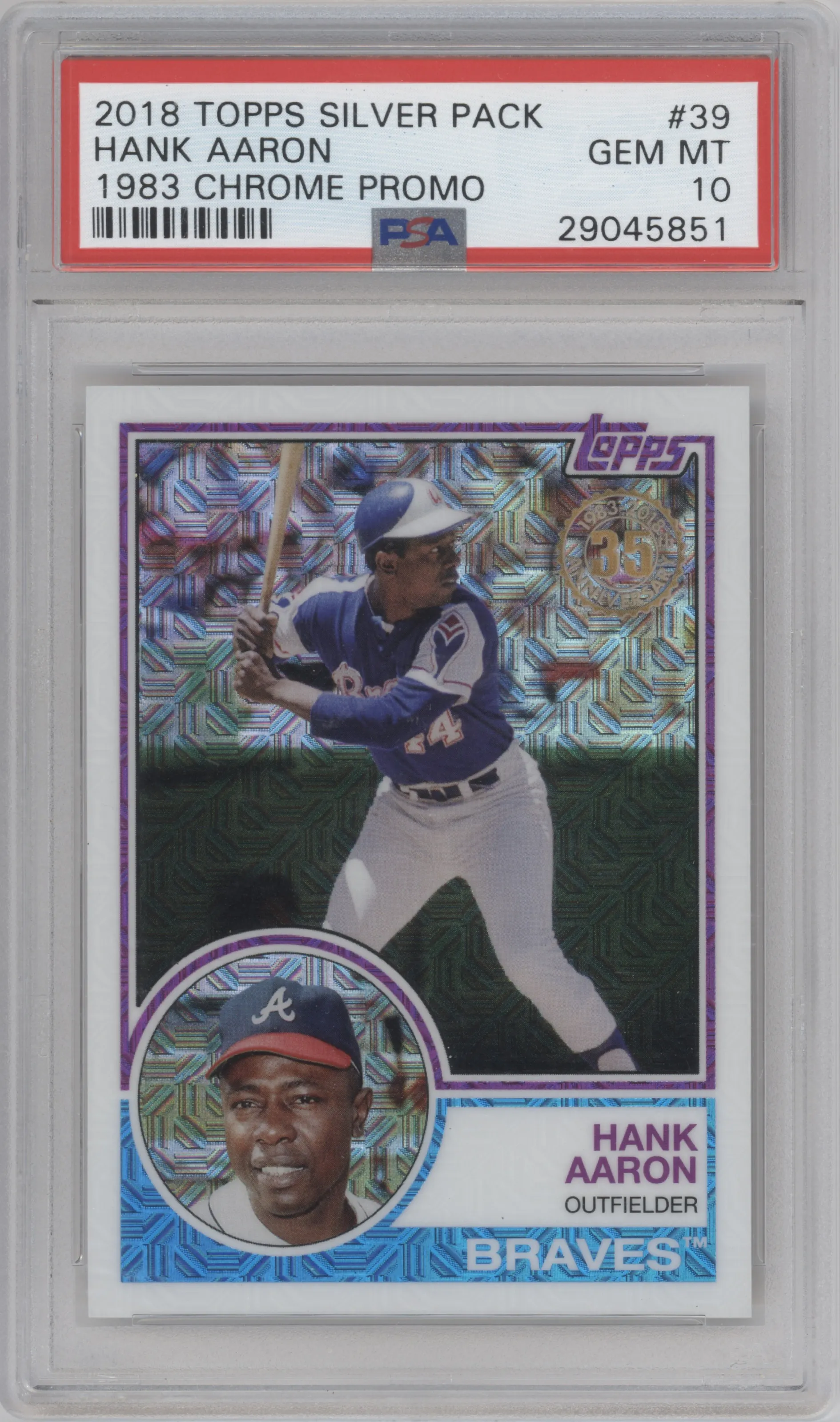 2018 Topps Silver Pack '83 Chrome Promo Hank Aaron PSA 10