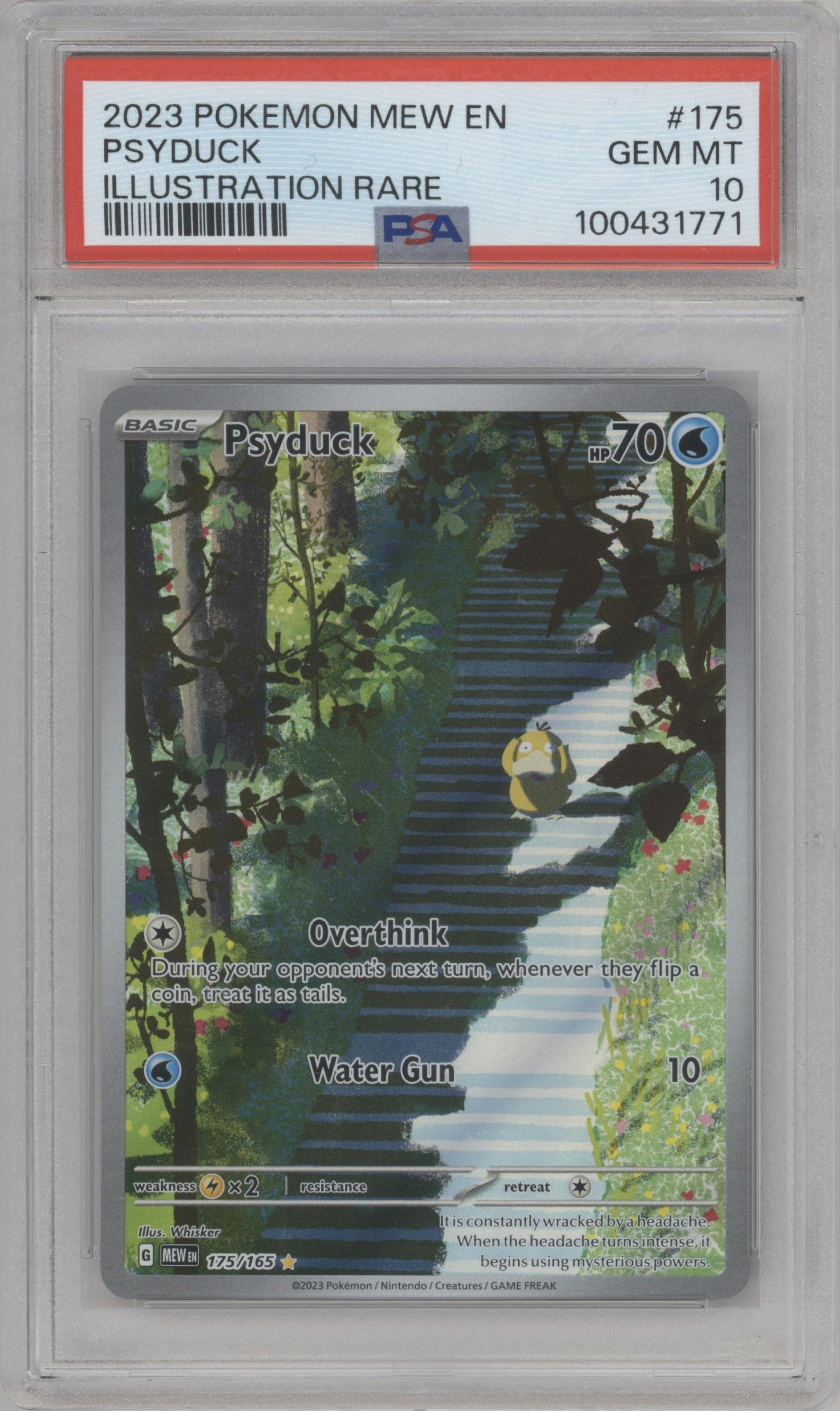 Psyduck from the 2023 Pokemon SV set graded by PSA and given an overall grade of 10.