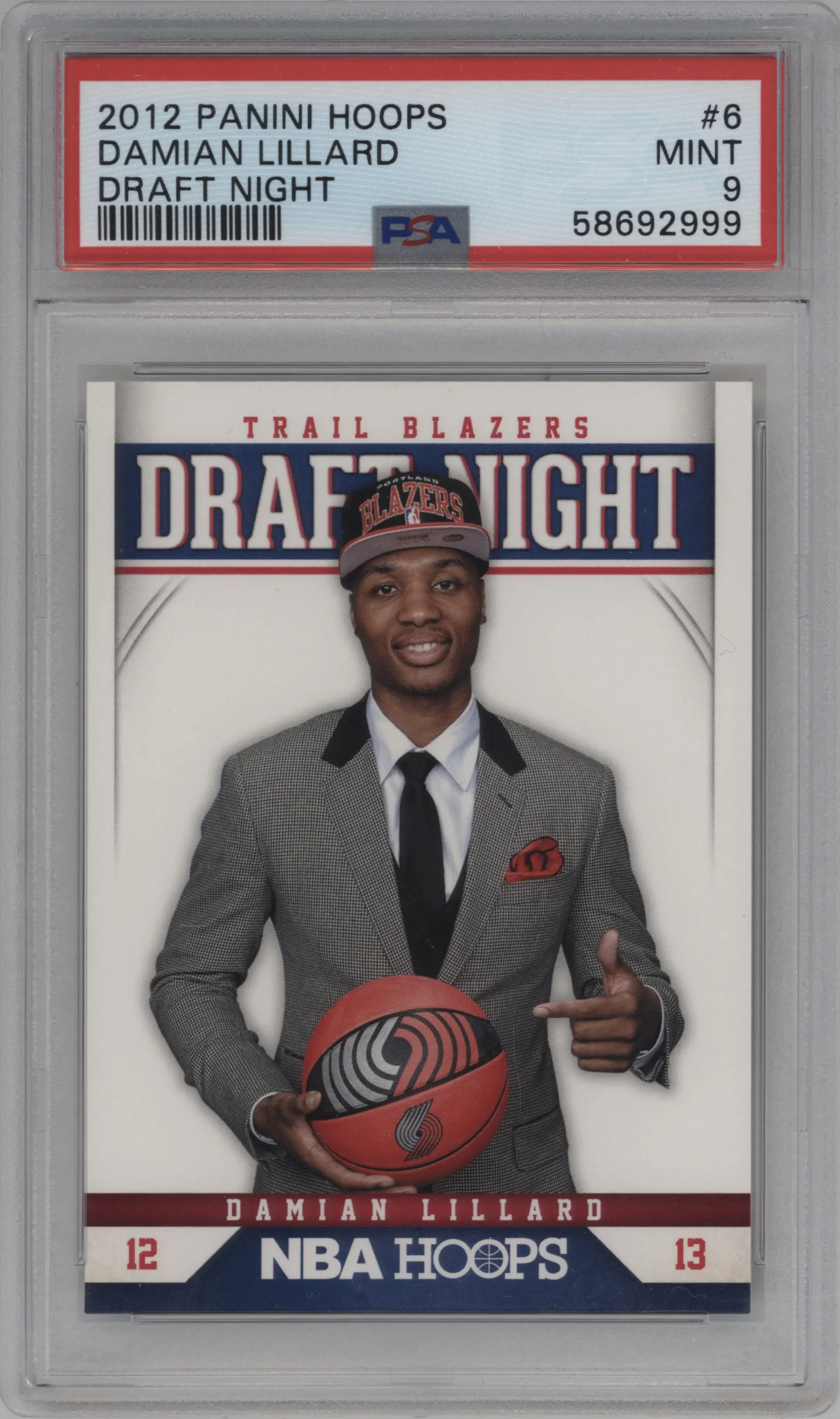 2012 Panini NBA Hoops Draft Night Damian Lillard PSA 9