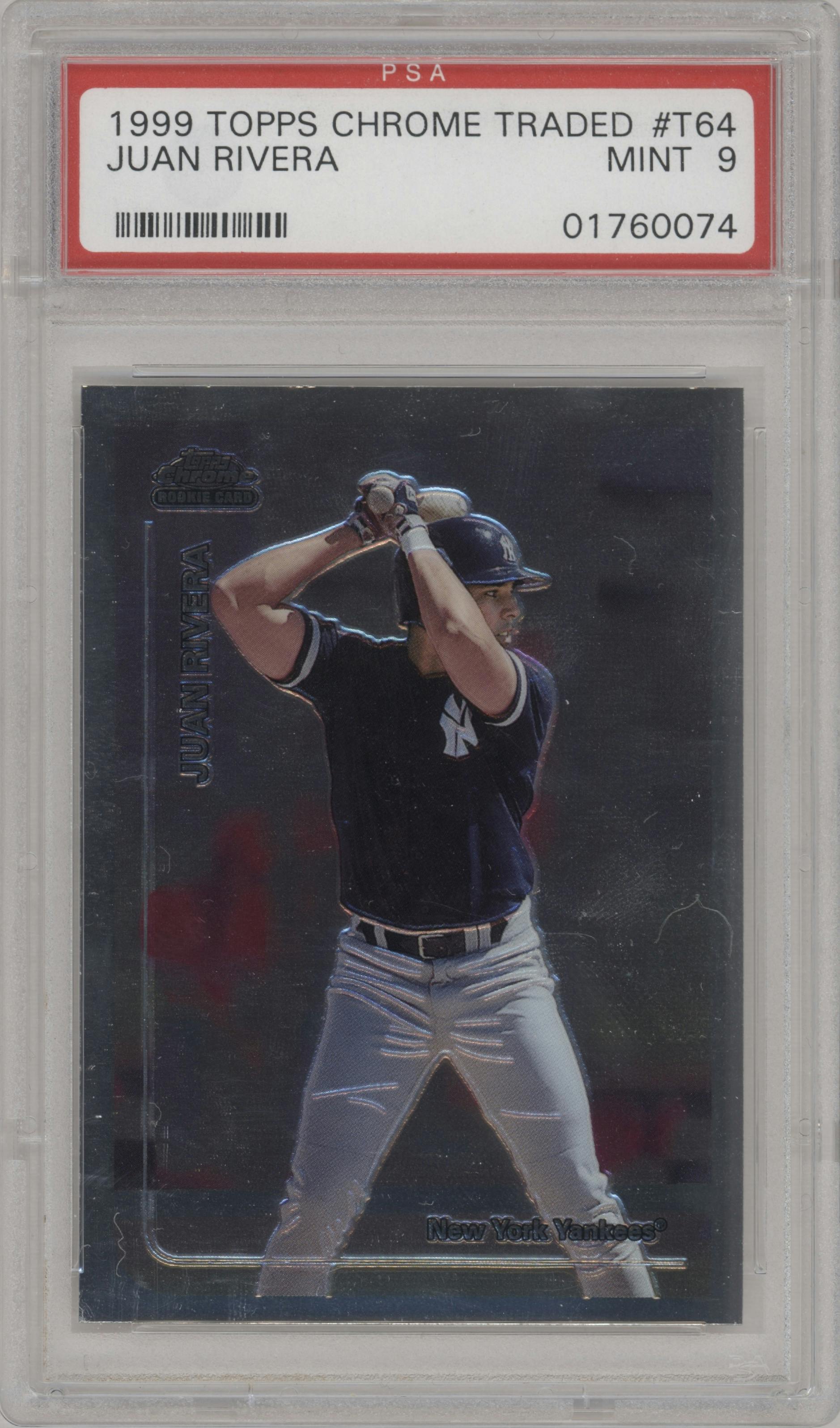 Juan Rivera from the 1999 Topps Chrome Traded set graded by PSA and given an overall grade of 9.