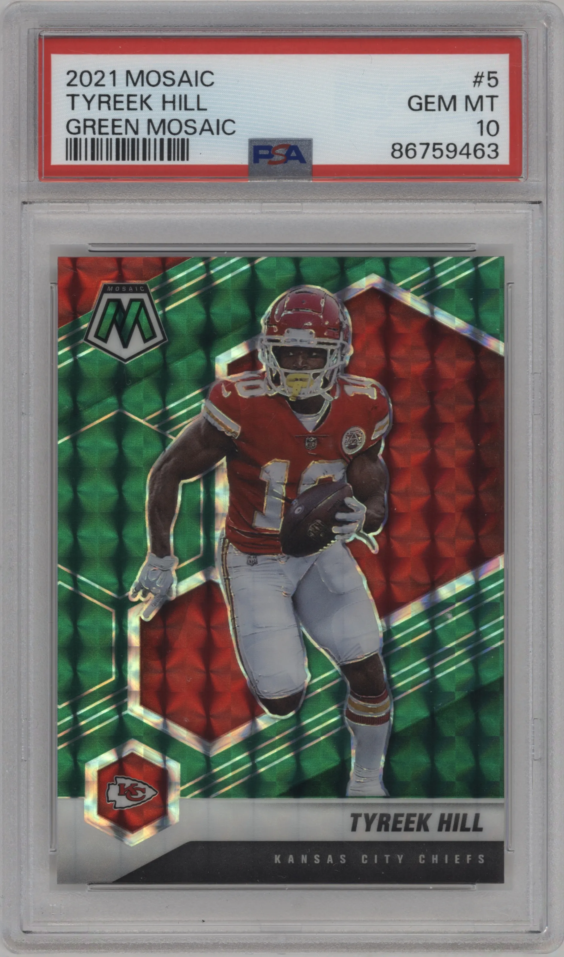 2021 Panini Mosaic Tyreek Hill Green Mosaic PSA 10