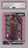 Collin Sexton from the 2018-19 Panini Prizm set featuring a Pink Pulsar parallel graded by PSA and given an overall grade of 10.