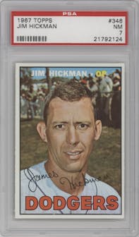 Jim Hickman from the 1967 Topps set graded by PSA and given an overall grade of 7.