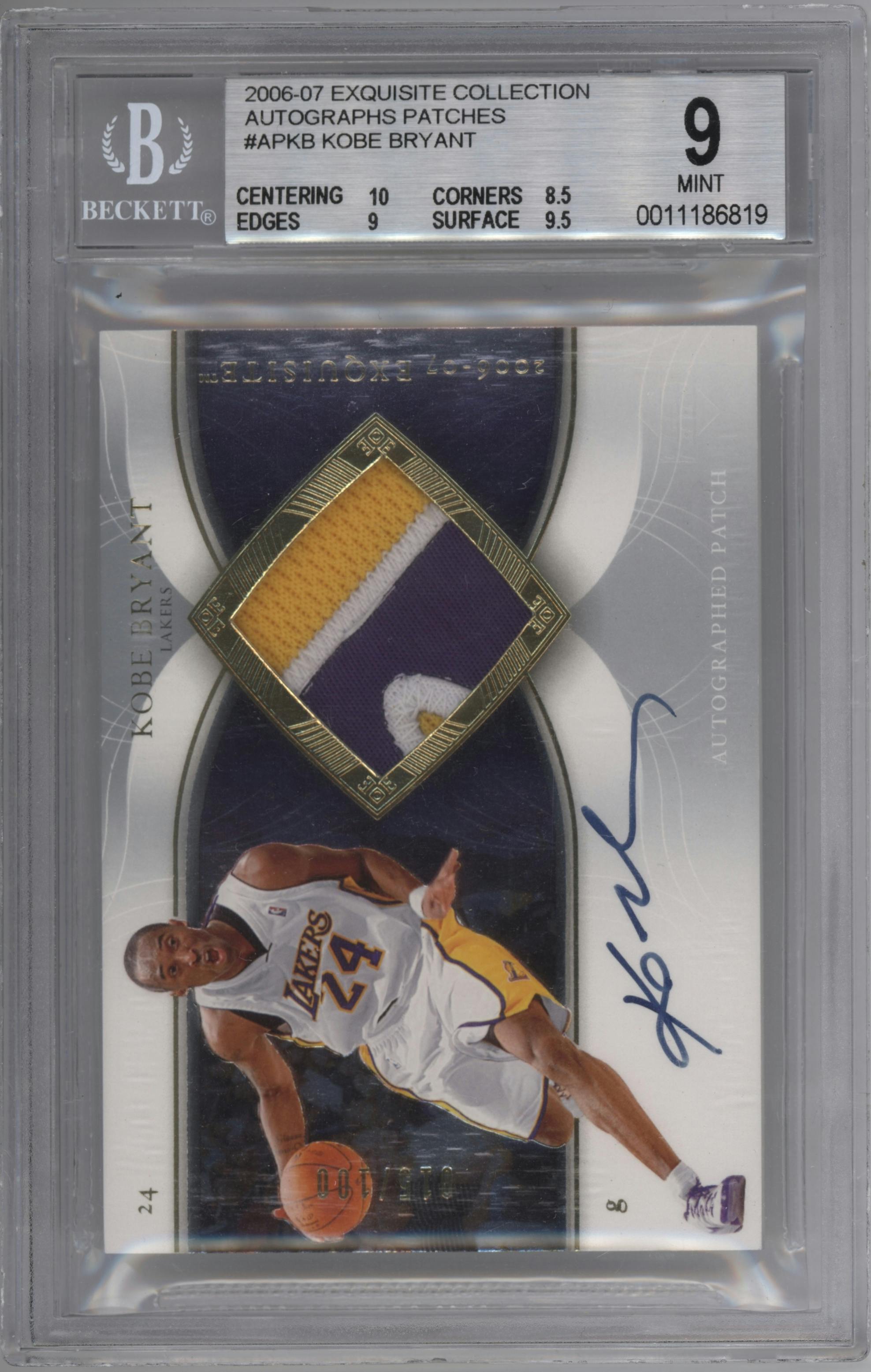 Kobe Bryant from the 2006-07 Upper Deck Exquisite Collection set graded by Beckett and given an overall grade of 9.
