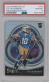 Justin Herbert from the 2020 Panini Select set featuring a Base Prizm parallel graded by PSA and given an overall grade of 10.