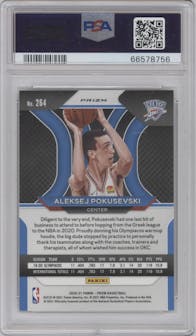 Aleksej Pokusevski from the 2020-21 Panini Prizm set featuring a Silver Prizm parallel graded by PSA and given an overall grade of 10.