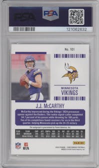J.J. McCarthy from the 2024 Panini Contenders set graded by PSA and given an overall grade of 9.
