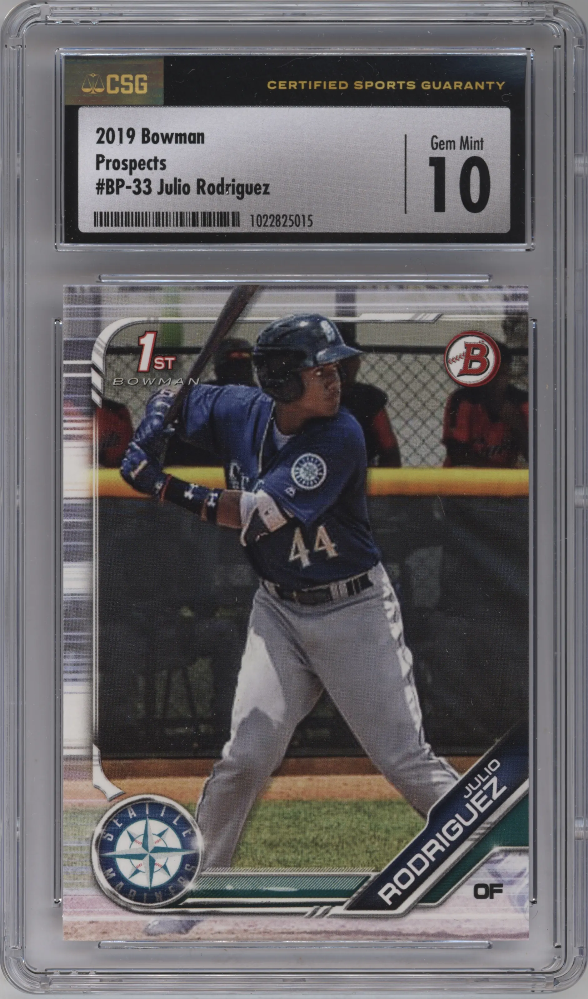 2019 Bowman Prospect Julio Rodriguez CGC 10