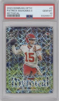 Patrick Mahomes II from the 2023 Donruss Optic set graded by PSA and given an overall grade of 10.