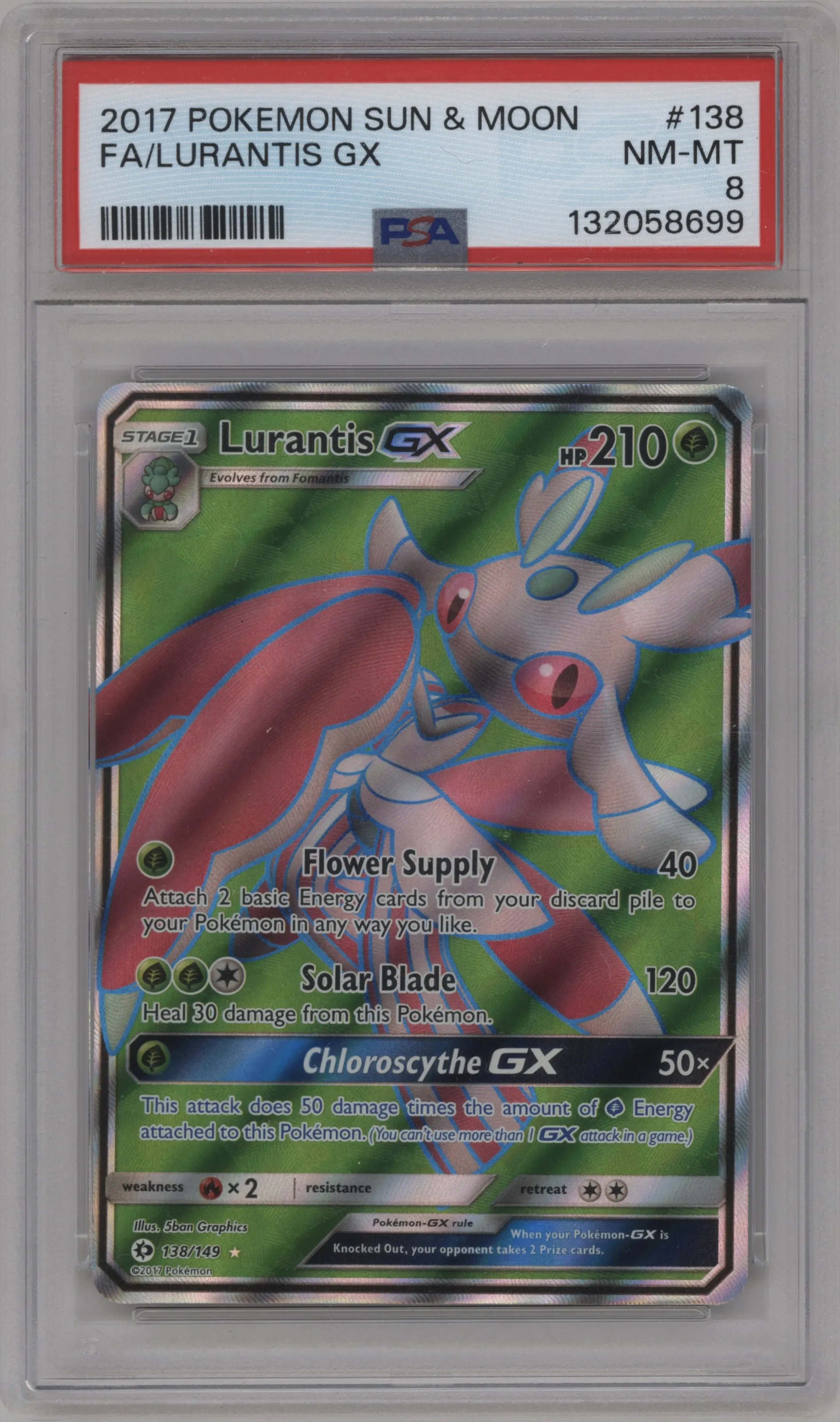 2017 Pokemon S&M Lurantis GX PSA 8