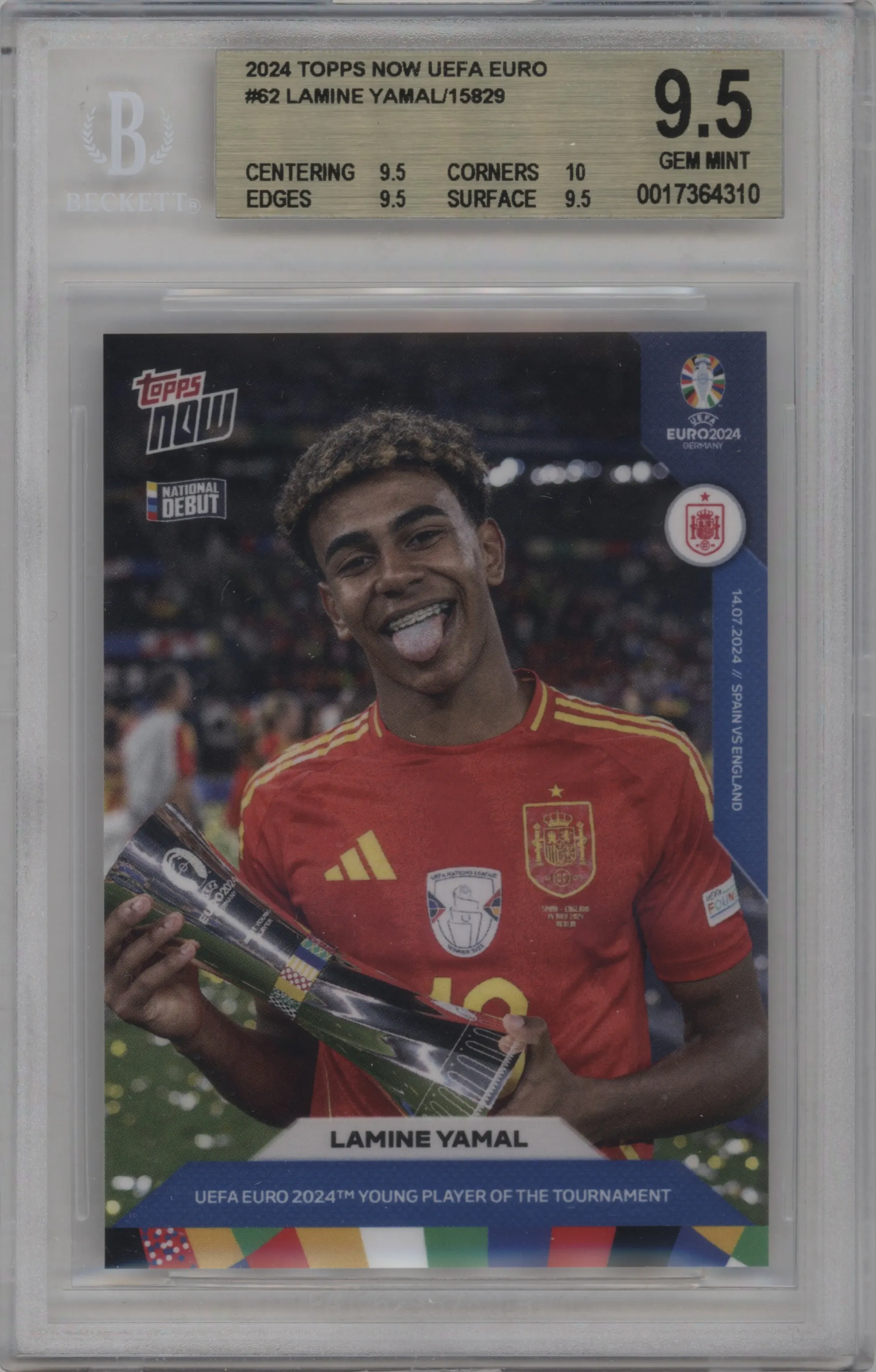 2024 Topps Now UEFA EURO Lamine Yamal BGS 9.5