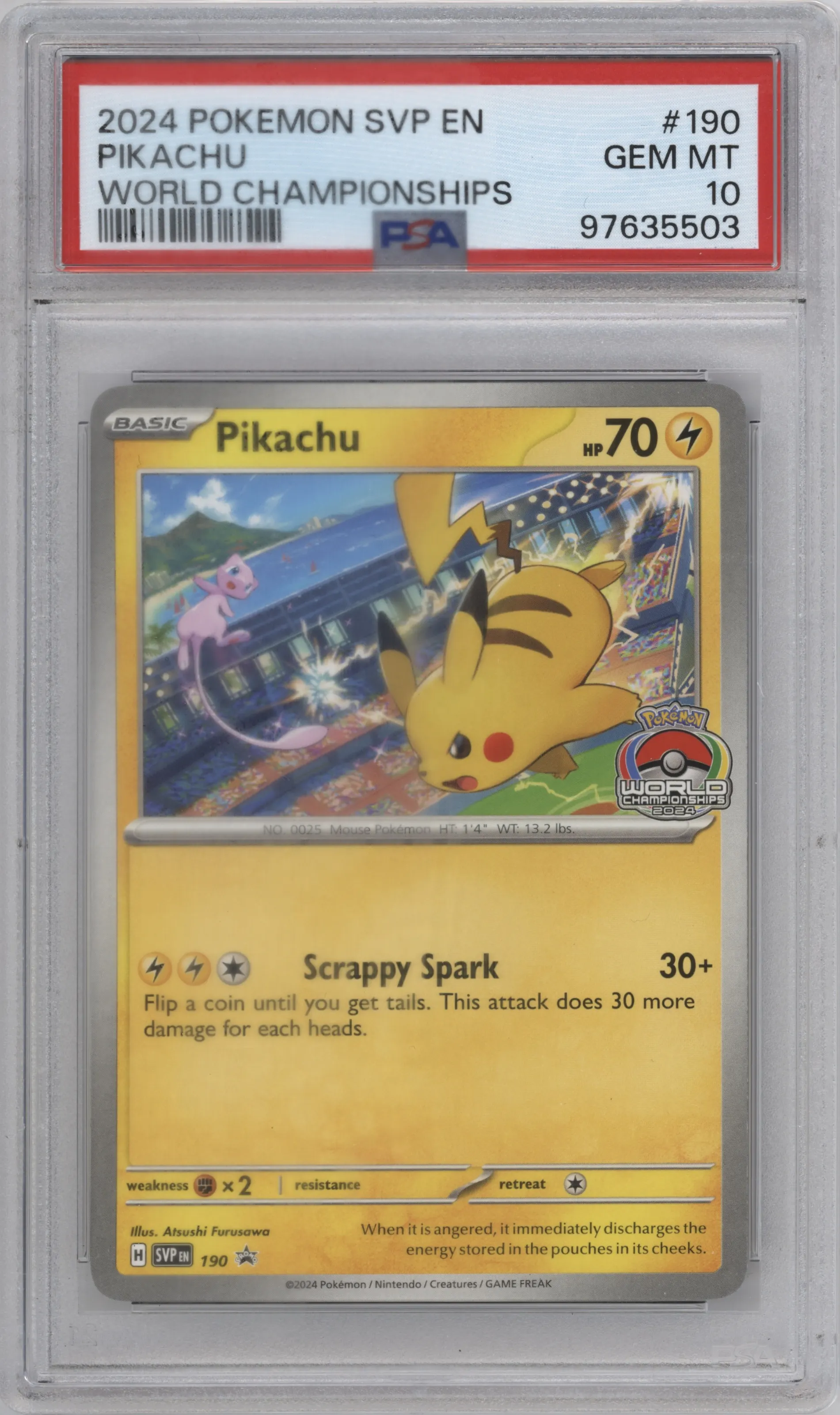 2024 Pokemon SV Pikachu 2024 World Championship #190 PSA 10
