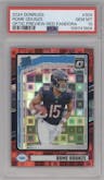 Rome Odunze from the 2024 Donruss set featuring a Red Pandora parallel graded by PSA and given an overall grade of 10.