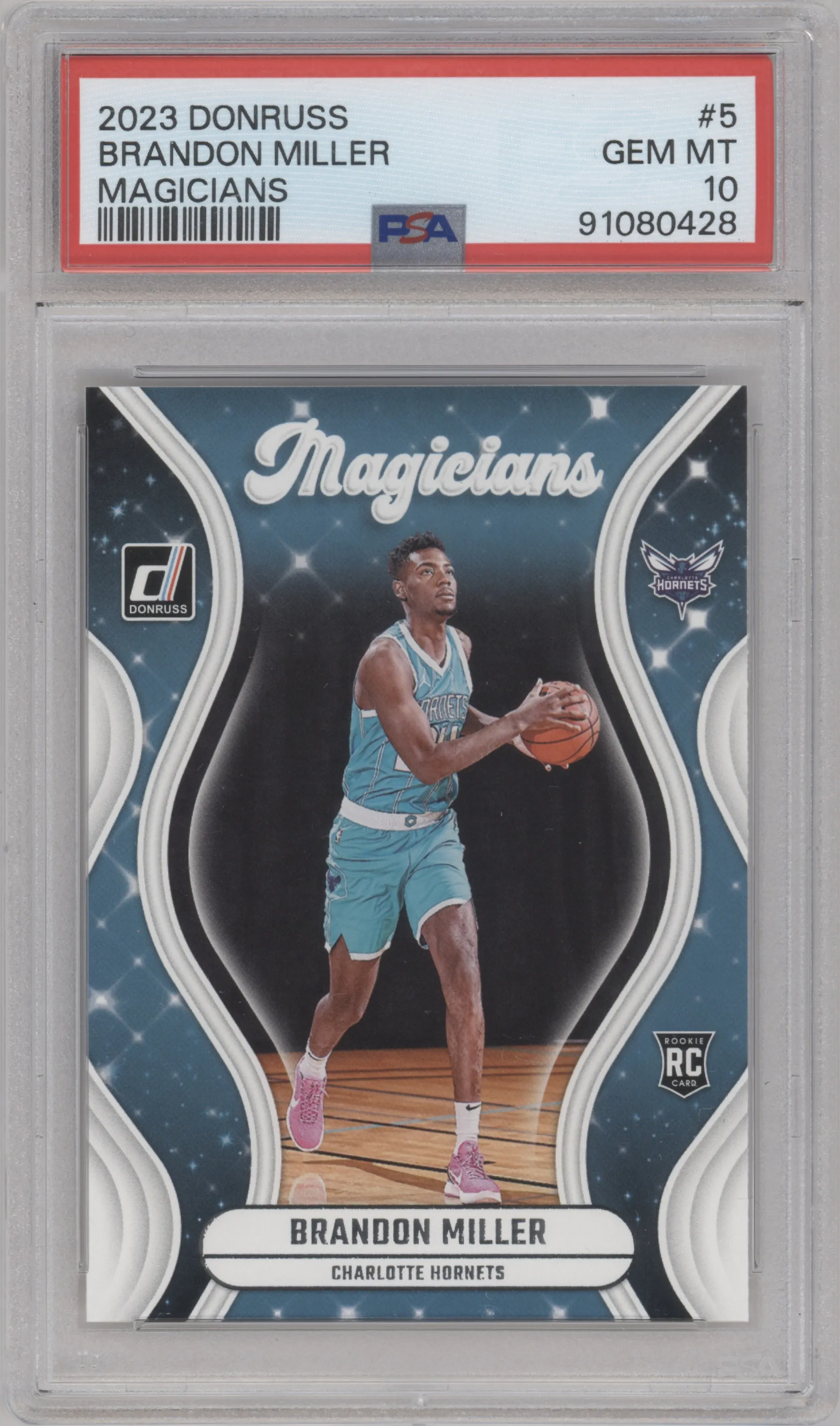 Brandon Miller from the 2023-24 Panini Donruss set graded by PSA and given an overall grade of 10.