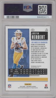 Justin Herbert from the 2020 Panini Contenders set featuring a Red Zone Ticket FOTL parallel graded by PSA and given an overall grade of 9.