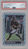 Justin Fields from the 2021 Panini Donruss Optic set featuring a Stars parallel graded by PSA and given an overall grade of 10.
