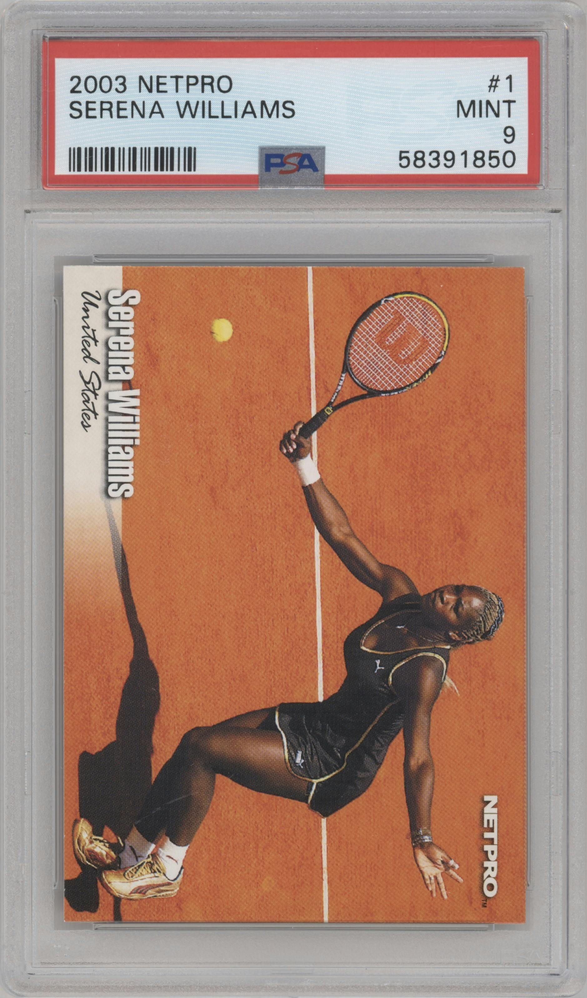 Serena Williams from the 2003 Netpro  set graded by PSA and given an overall grade of 9.