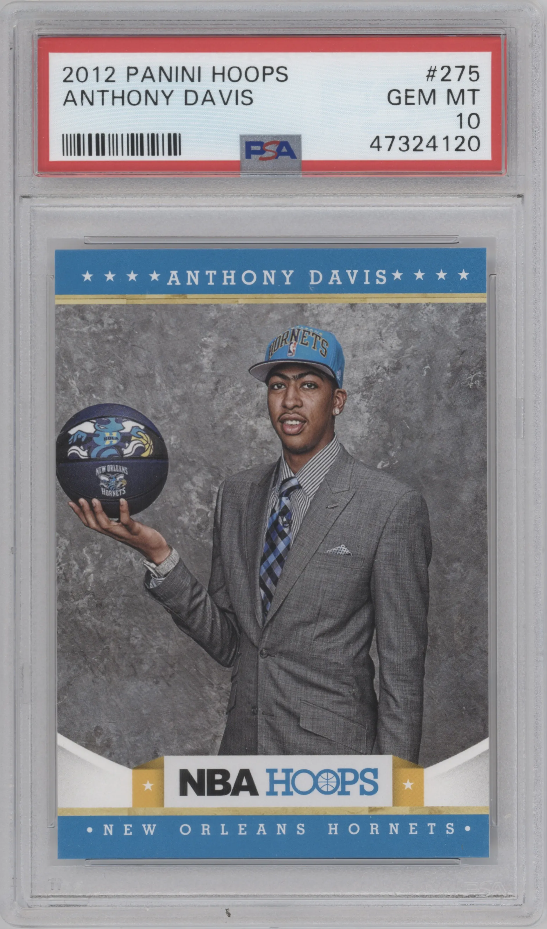 Anthony Davis from the 2012-13 Panini NBA Hoops set graded by PSA and given an overall grade of 10.