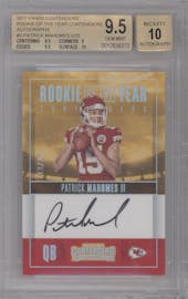 Patrick Mahomes II from the 2017 Panini Contenders set graded by Beckett and given an overall grade of 9.5.
