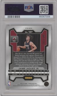 Jaime Jaquez Jr. from the 2023-24 Panini Prizm set featuring a Purple Ice  parallel graded by PSA and given an overall grade of 10.