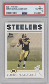 Ben Roethlisberger from the 2004 Topps set graded by PSA and given an overall grade of 10.