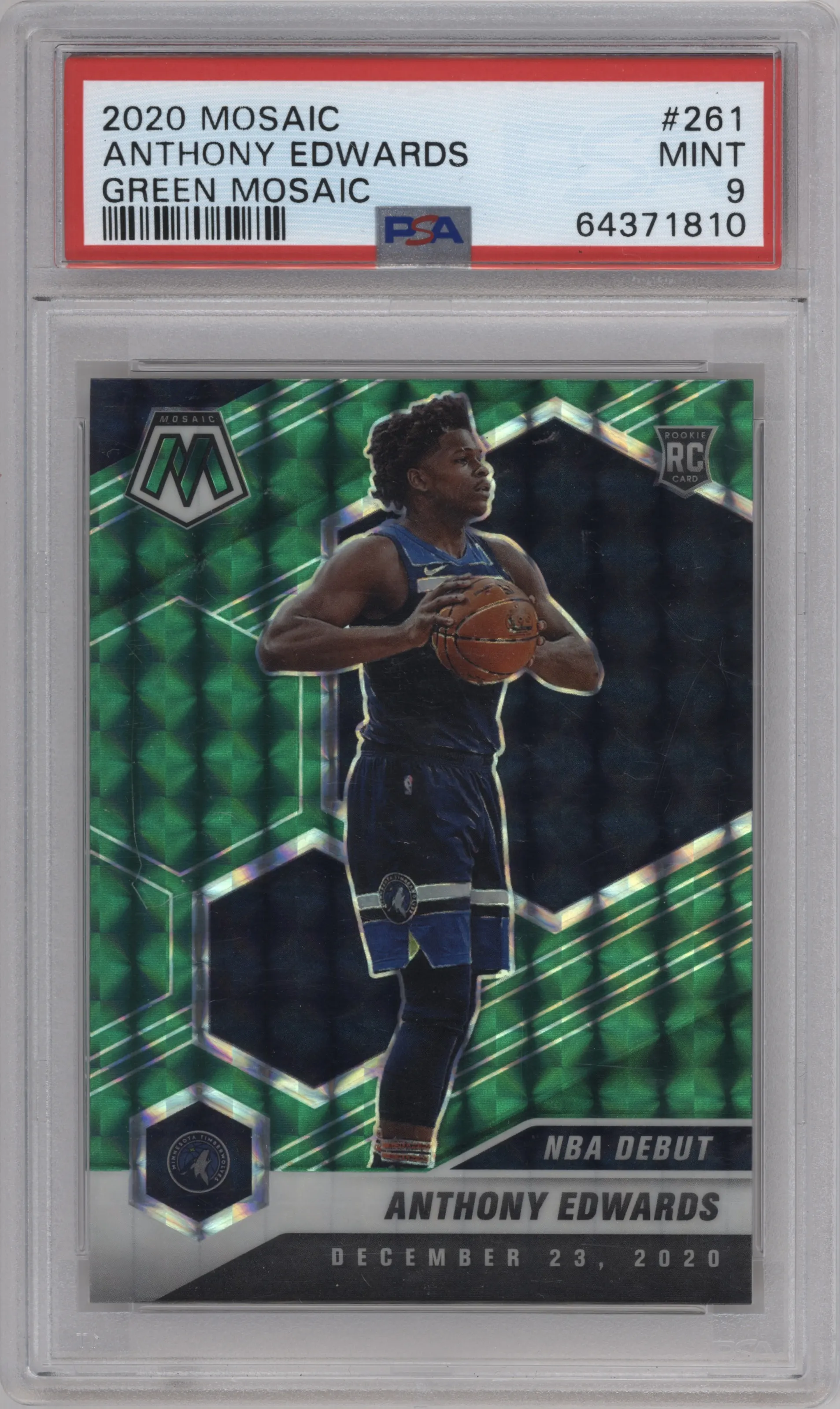 2020 Panini Mosaic Anthony Edwards Green Mosaic PSA 9