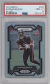 Bijan Robinson from the 2023 Panini Prizm set featuring a Silver Prizm parallel graded by PSA and given an overall grade of 10.