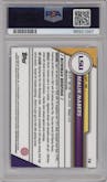 Malik Nabers from the 2023 Bowman Chrome University set featuring a X-Fractor parallel graded by PSA and given an overall grade of 10.