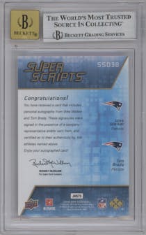 Wes Welker/Tom Brady from the 2008 Upper Deck SPx set graded by Beckett and given an overall grade of 9.
