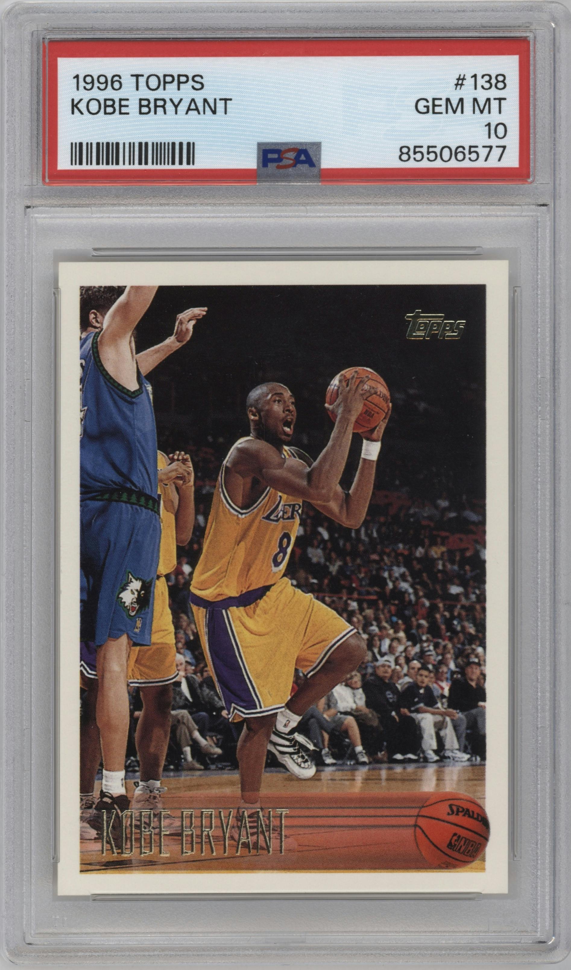 Kobe Bryant  from the 1996-97 Topps set graded by PSA and given an overall grade of 10.