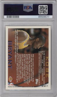 Kobe Bryant  from the 1996-97 Topps set graded by PSA and given an overall grade of 10.