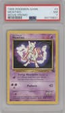 Mewtwo from the 1999 Pokemon set featuring a Movie Promo parallel graded by PSA and given an overall grade of 7.