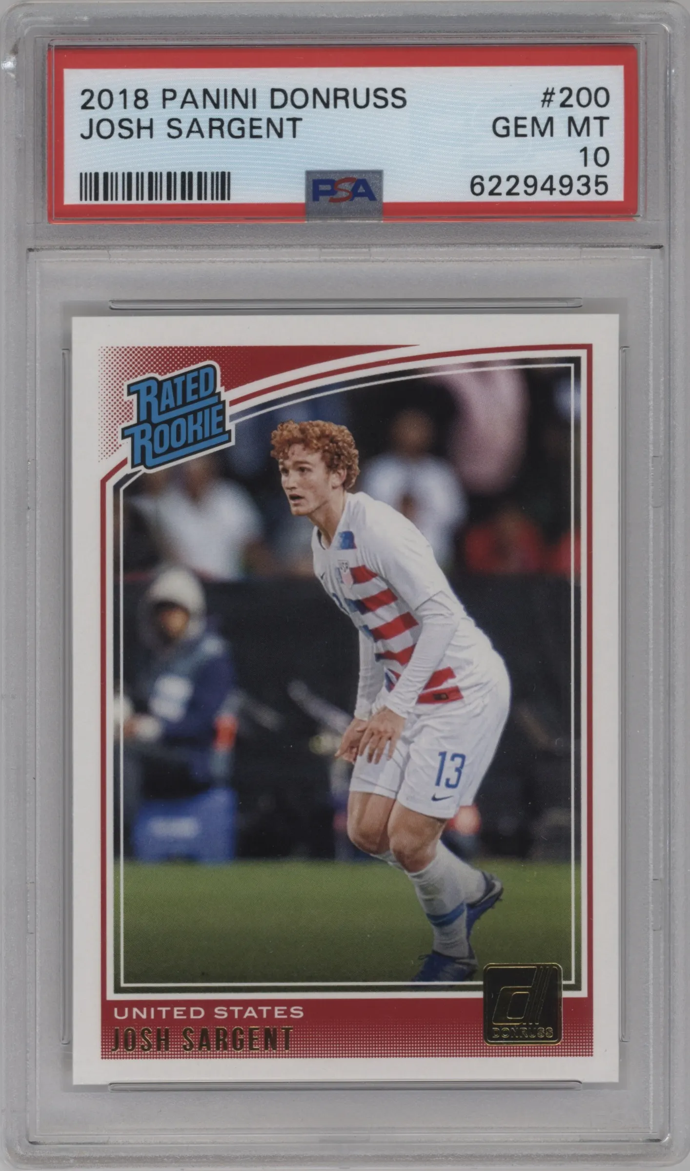 2018 Panini Donruss Rated Rookie Josh Sargent PSA 10