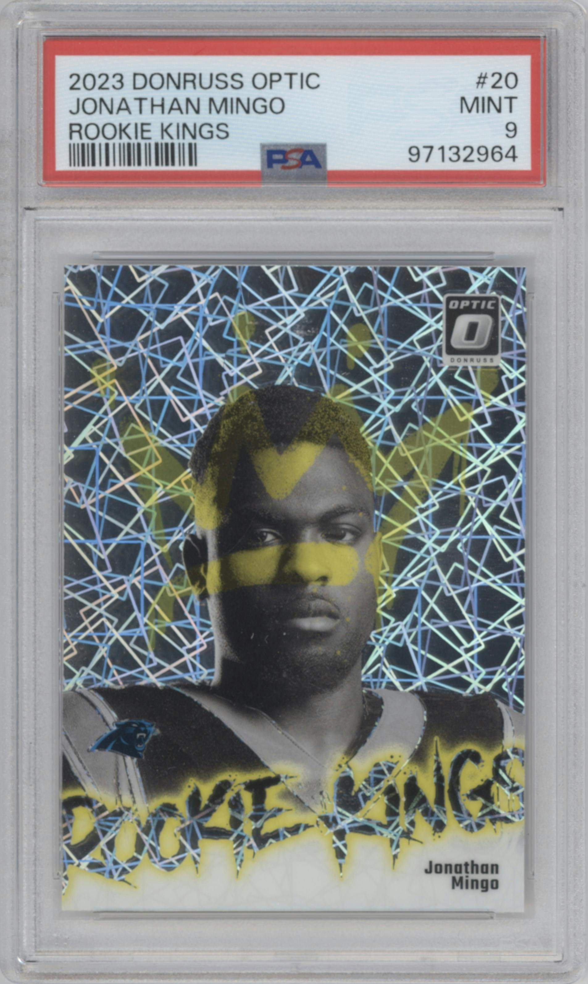 Jonathan Mingo from the 2023 Donruss Optic set graded by PSA and given an overall grade of 9.
